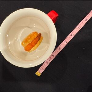 Original CHICK FIL-A White Ceramic Mug with Red Handle w/chicken biscuit image